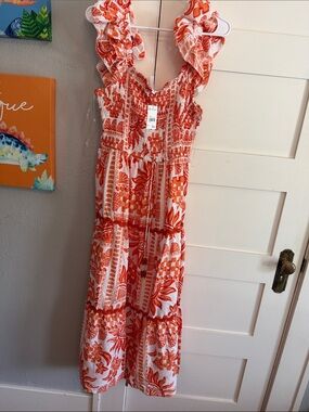 Versona White and Orange Floral Maxi Dress